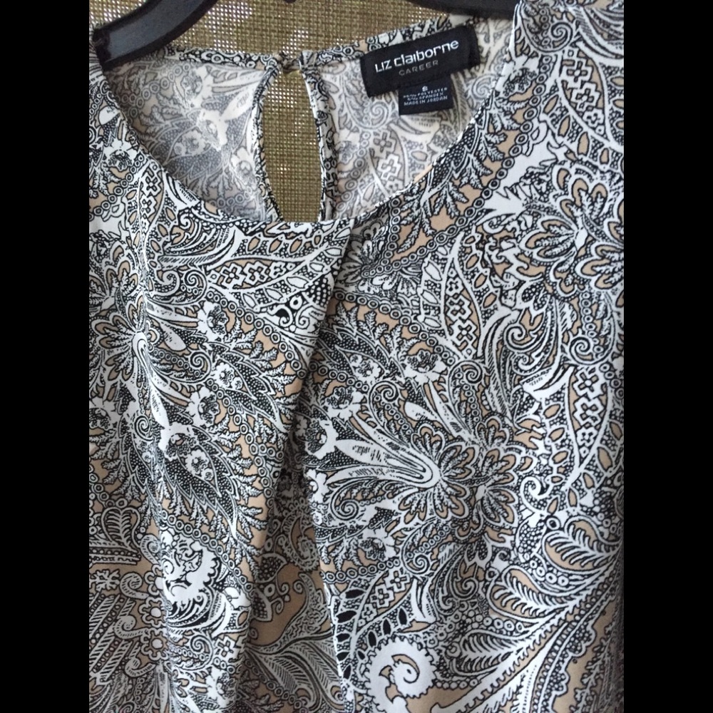 Liz Claiborne shirt top tunic 3/4 sleeve paisley